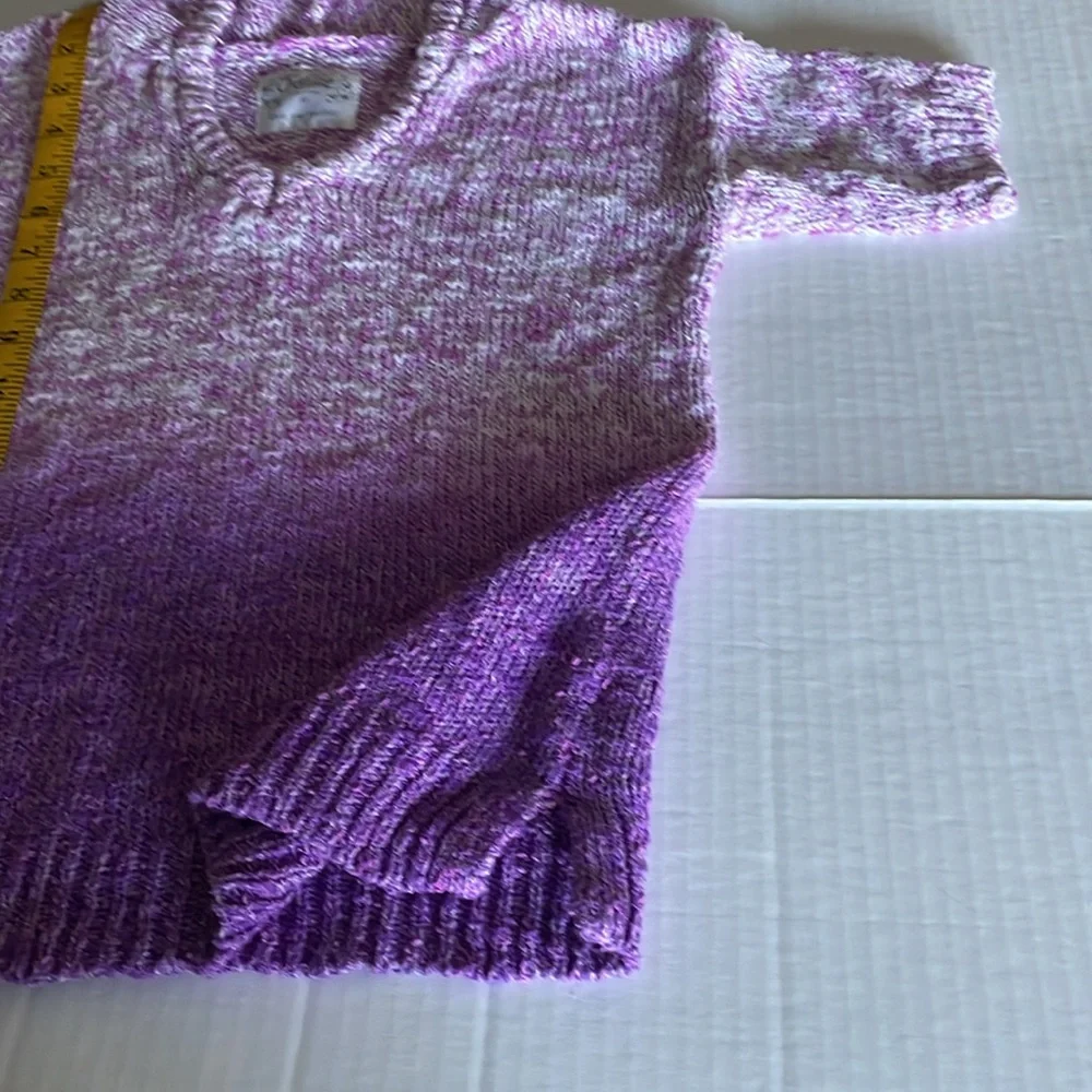 Justice purple Ombre hooded knit short sleeve sweater girls size 14